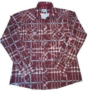 Ace Of Diamond Men's XL Western Shirt Pearl Snap Shiny Lion Tamer Rodeo USA